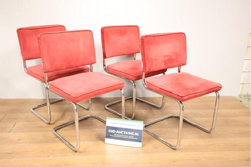 Set van 4 Rode "Rib Ridge" Eetkamerstoelen van Zuiver, Huis en Inrichting, Stoelen, Ophalen of Verzenden