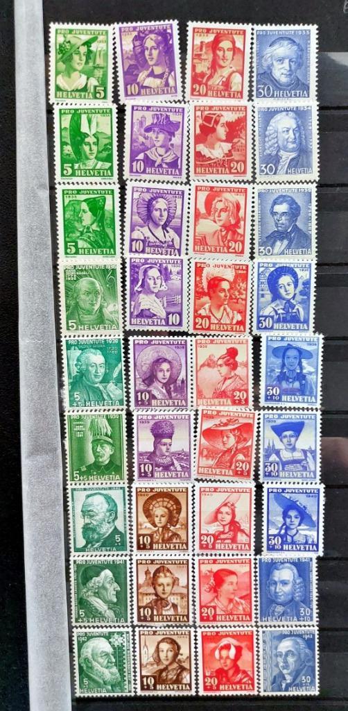 Zwitserland 1932–1941 – Pro Juventute series postfris, Postzegels en Munten, Postzegels | Europa | Zwitserland, Postfris, Ophalen of Verzenden