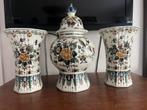 Polychroom kaststel delftsblauw de porceleyne fles 3 vazen, Ophalen of Verzenden