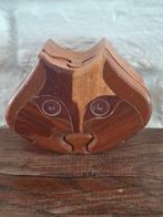 Houtsnijwerk puzzel doosje. Puzzle box. Kat. 12x8x5 cm., Ophalen of Verzenden
