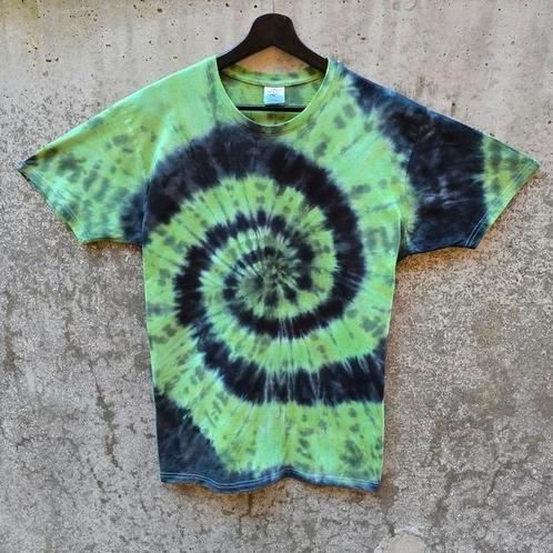 Groen - zwart zomer spiral tie dye t-shirt unisex maat XL, Kleding | Dames, T-shirts, Nieuw, Maat 46/48 (XL) of groter, Groen