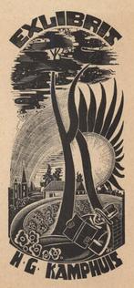 0389 Ex Libris Nederland : Cor de Wolff, 1943, Antiek en Kunst, Kunst | Etsen en Gravures, Verzenden
