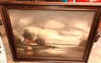 Schilderij W. Kloos - Landschap op Doek, Antiek en Kunst, Kunst | Schilderijen | Klassiek, Ophalen