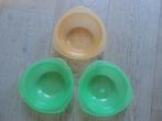 Te koop 3 Bakjes, kommetjes, 2x groen, 1x oranje, Caravans en Kamperen, Ophalen of Verzenden, Zo goed als nieuw