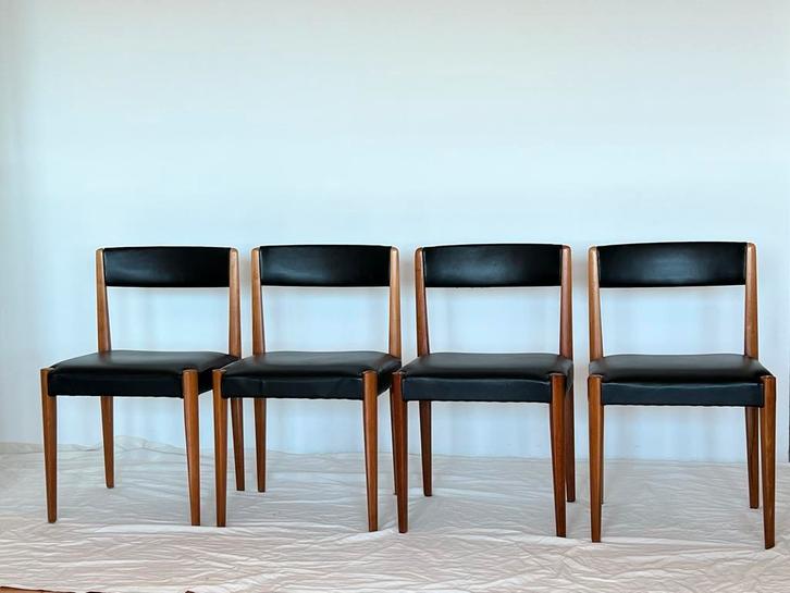 Deens Design Palissander Stoelen - Nieuwe Bekleding, Huis en Inrichting, Stoelen, Zo goed als nieuw, Vier, Hout, Zwart, Ophalen