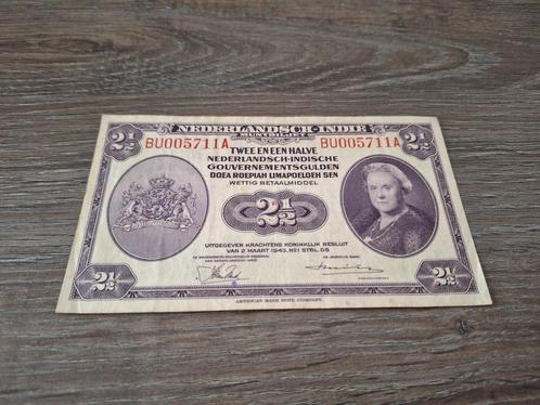 Net biljet 2,5 gulden Wilhelmina 1943, Nederlands-Indië, Postzegels en Munten, Bankbiljetten | Nederland, Ophalen of Verzenden