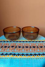 Vintage 2 Arcoroc Sierra Amber Glazen schaaltjes 11 cm, Huis en Inrichting, Ophalen of Verzenden, Overige stijlen, Glas, Schaal of Schalen