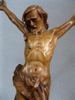 Prachtige kleine antieke houten Christus op standaardje, Ophalen of Verzenden