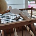 Oud opaline melkglas vogeltje op clip kerstbal, Ophalen of Verzenden