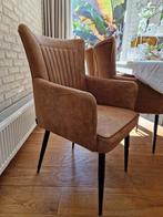 6 mooie gazellen-leer (microleder) stoelen.  Stoelen zijn in, Ophalen, Bruin, Leer, Zo goed als nieuw