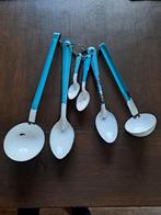 Vintage Emaille Lepel Set Blauw-Wit, Ophalen of Verzenden