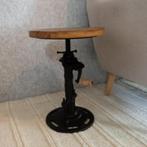 MAGAZIJN UITVERKOOP! Bijzettafel verstelbaar scheepshout, 45 tot 60 cm, Minder dan 55 cm, Rond, Nieuw