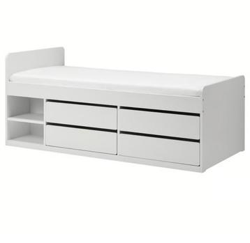 SLÄKTBedframe met opberger+ elektrische lattenbodem, beschikbaar voor biedingen