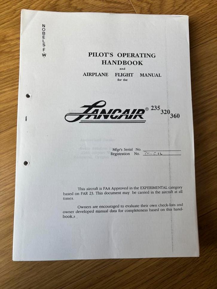 Luchtvaart vliegtuig documentatie Cessna Lancair vliegbrevet, Verzamelen, Luchtvaart en Vliegtuigspotten, Boek of Tijdschrift