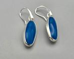 Zilveren oorbellen met edelsteen lauwe agaat. 2025/828., Hangers, Blauw, ., Nieuw