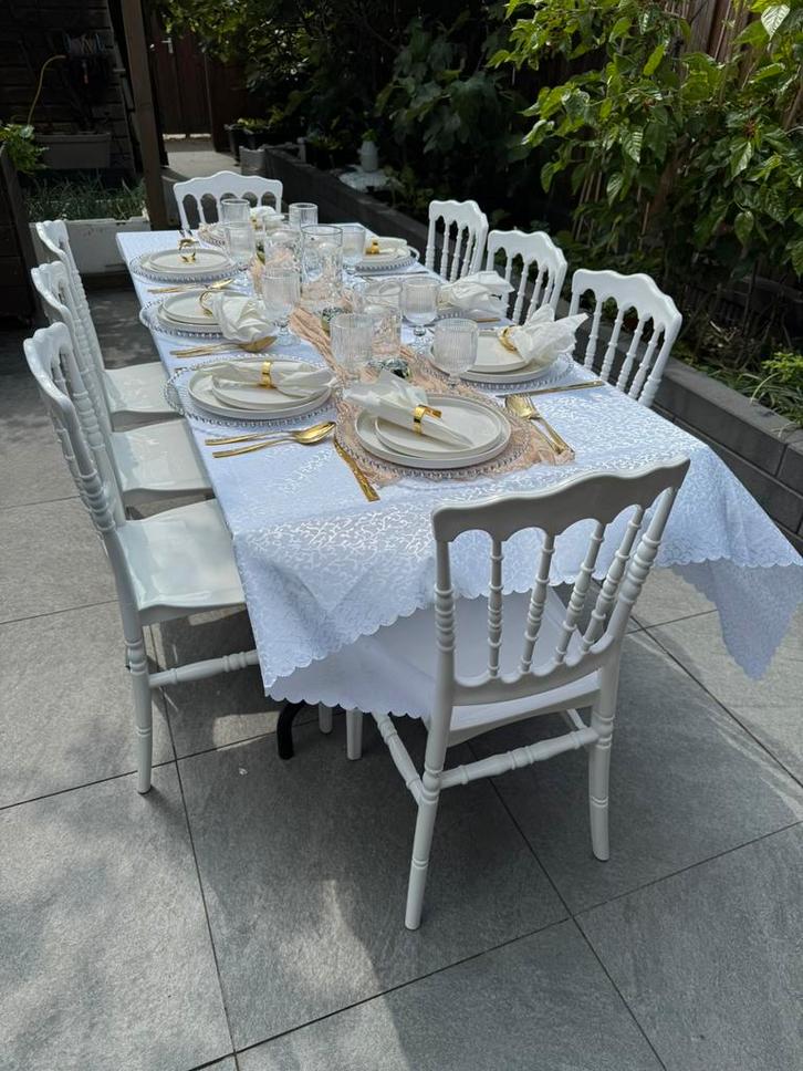 verhuur tafels en stoelen, Hobby en Vrije tijd, Feestartikelen | Verhuur, Zo goed als nieuw, Geboorte of Huwelijk, Ophalen of Verzenden