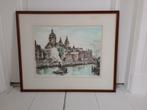 Aquarel 62 x 51cm Schreierstoren Amsterdam, Antiek en Kunst, Kunst | Tekeningen en Foto's, Ophalen