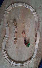 Vintage - HOUTEN TREINBAAN – gebruikt, maar …., Kinderen en Baby's, Speelgoed | Houten speelgoed, Ophalen of Verzenden, Gebruikt