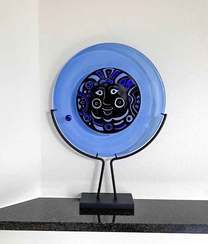 Glazen sculptuur, schaal blauw glas van Lars Hellsten, Antiek en Kunst, Kunst | Overige Kunst, Ophalen of Verzenden