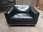 Machalke loveseat zwart leer., Gebruikt, Tweepersoons, Ophalen of Verzenden, Minder dan 150 cm