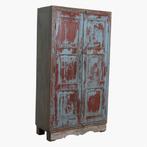 Teakhouten kast India rood blauw 91 x 39,5 x 164,5 cm Sale, -, Verzenden, -, Teakhout