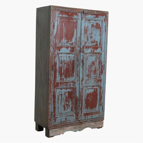 Teakhouten kast India rood blauw 91 x 39,5 x 164,5 cm Sale, Huis en Inrichting, Kasten | Ladekasten, Nieuw, 150 tot 200 cm, 50 tot 100 cm