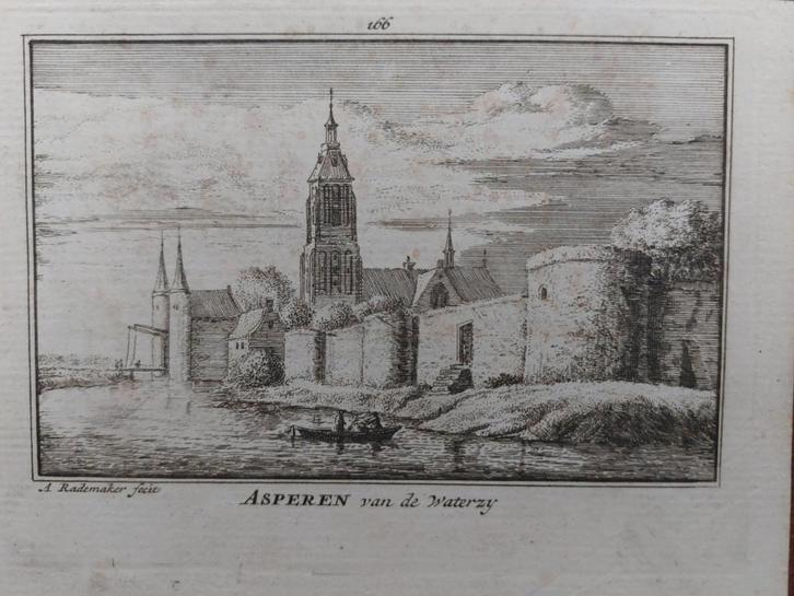 166 / Asperen Gravure van A. Rademaker, Antiek en Kunst, Kunst | Etsen en Gravures, Ophalen of Verzenden