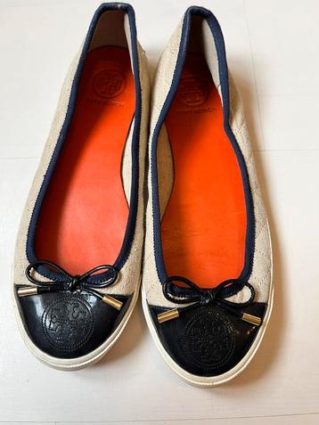 Tory Burch ballerina beige navy maat 38