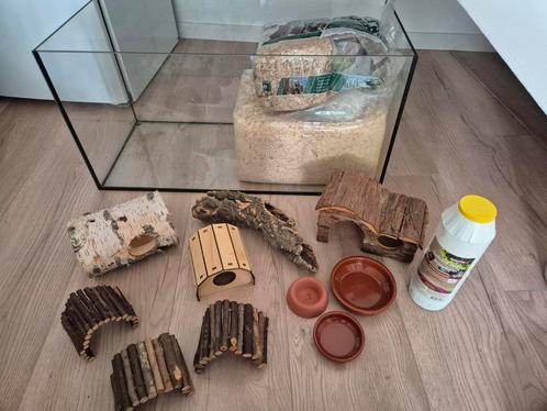 Hamsterhok glas hamsterscaping 35 x 80 x 40 cm, Dieren en Toebehoren, Knaagdieren en Konijnen | Hokken en Kooien, Gebruikt, Hok