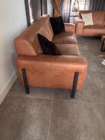 3 en 2 zitsbank cognac kleur, Huis en Inrichting, Overige maten, 75 tot 100 cm, Zo goed als nieuw, Rechte bank