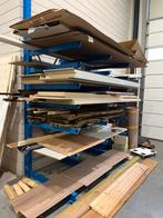 Partij plaatmateriaal en 6 stamdelen eikenhout., Doe-het-zelf en Verbouw, Hout en Planken, Ophalen, 25 tot 50 mm, Eiken, Nieuw