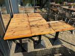 TE KOOP!Tafels steenschot hout met metalen zwarte poot, Huis en Inrichting, Tafels | Salontafels, 50 tot 100 cm, Gebruikt, Metaal