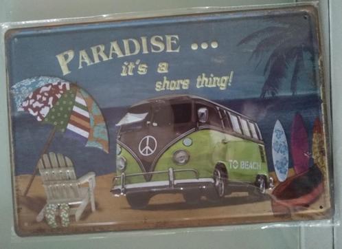 paradise it's a share thing bus metalen plaat, Huis en Inrichting, Woonaccessoires | Wanddecoraties, Nieuw, Ophalen of Verzenden