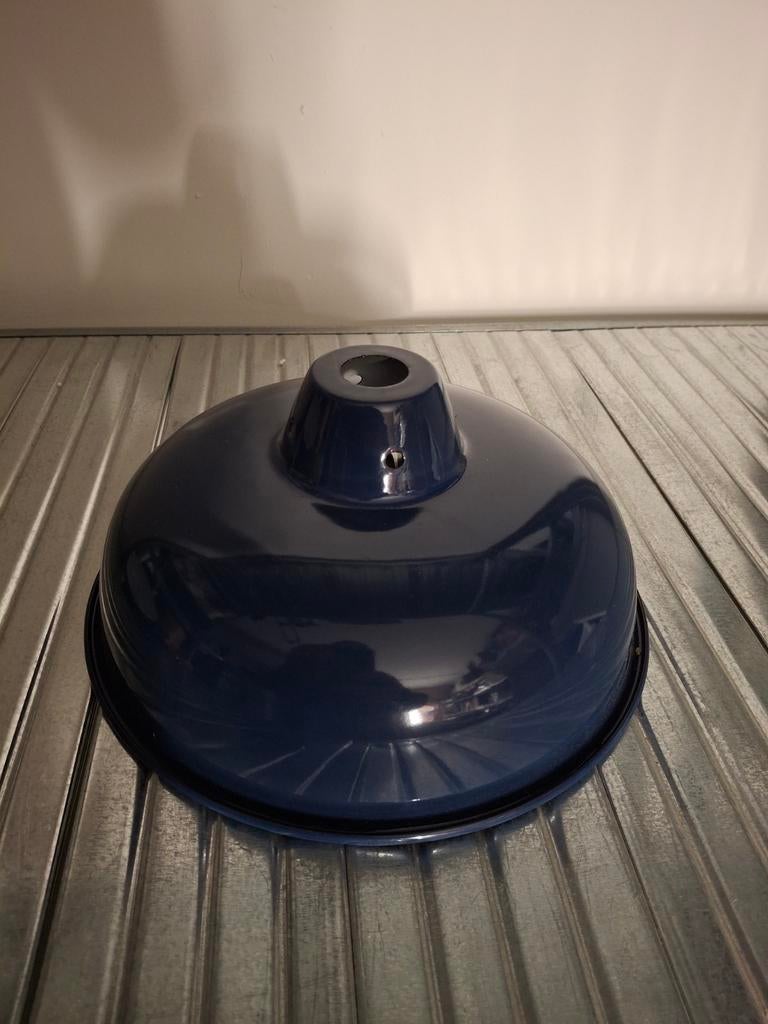 Donkerblauwe metalen lampenkap E14 - 25cm, Blauw, Rond, Nieuw, Ophalen of Verzenden