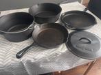 Gietijzeren Pannenset - 5 Delig, Huis en Inrichting, Keuken | Potten en Pannen, Gebruikt, Pannenset, Ophalen of Verzenden, Gietijzer
