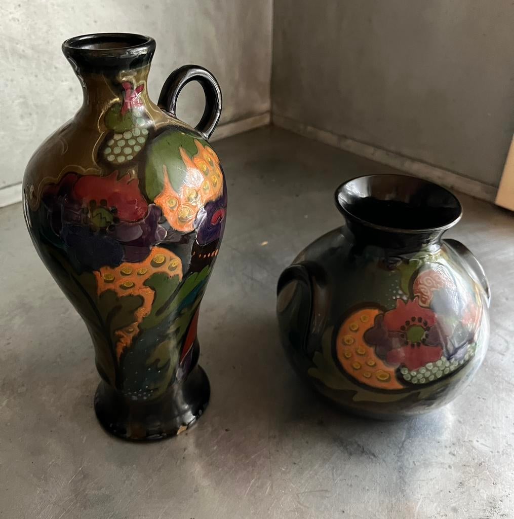 Platteel kan en vaas, Antiek en Kunst, Ophalen of Verzenden