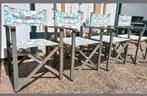 4 vintage vrolijk gebloemde regisseursstoelen, tuinstoelen, Tuin en Terras, Ophalen, Zo goed als nieuw