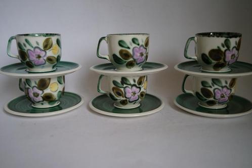 Vintage Boch belgium In the mood 6x kop & schotel zgan '60., Huis en Inrichting, Keuken | Servies, Zo goed als nieuw, Kop(pen) en/of Schotel(s)