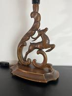 Prachtige houten houtsnijwerk vintage lamp Hert, Ophalen of Verzenden