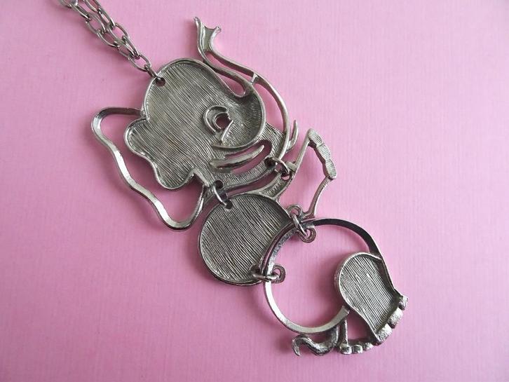 jwg Vintage 60s Modernist design olifant ketting zilver klr, Sieraden, Tassen en Uiterlijk, Antieke sieraden, Ketting, Overige materialen