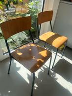 4 vintage stoelen schoolstoelen eetkamerstoelen gemerkt 1964, Ophalen, Gebruikt, Blauw, Vintage