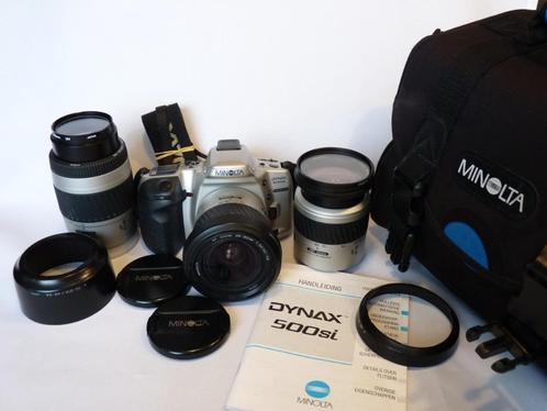 Minolta Dynax 500si,  2x Minolta 28-80, Minolta 70-210, tas, Audio, Tv en Foto, Fotocamera's Analoog, Zo goed als nieuw, Spiegelreflex