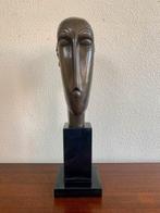 Bronzen Beeld Modigliani Tête de Femme Hoofd Vrouw, Antiek en Kunst, Ophalen of Verzenden