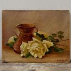 Antiek rozen stilleven olieverf schilderij, Antiek en Kunst, Kunst | Schilderijen | Klassiek, Ophalen of Verzenden