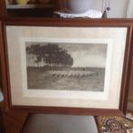 Prent Troupeau de Brebis Schaapskudde Eiken lijst, Ophalen of Verzenden