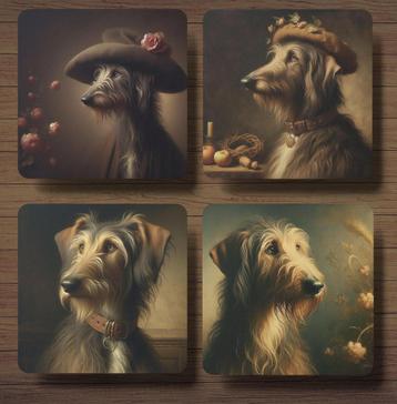 Deerhound Rembrandt stijl onderzetters met houder beschikbaar voor biedingen