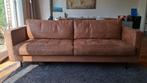Leren / suede bank. Kleur cognac, Ophalen, Gebruikt, Driepersoons, Rechte bank
