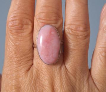 925 Zilveren ring met natuurlijke Roze Opaal steen beschikbaar voor biedingen