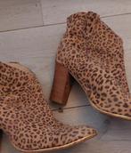 Echt suede enkellaars panterprint Di Loren, mt 38, Bruin, Verzenden, Lage of Enkellaarzen, Zo goed als nieuw
