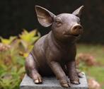 zittend VARKEN / bronzen tuinbeeld / nieuw, Tuin en Terras, Tuinbeelden, Nieuw, Info@huisentuindecoratiemarie.nl, Dierenbeeld